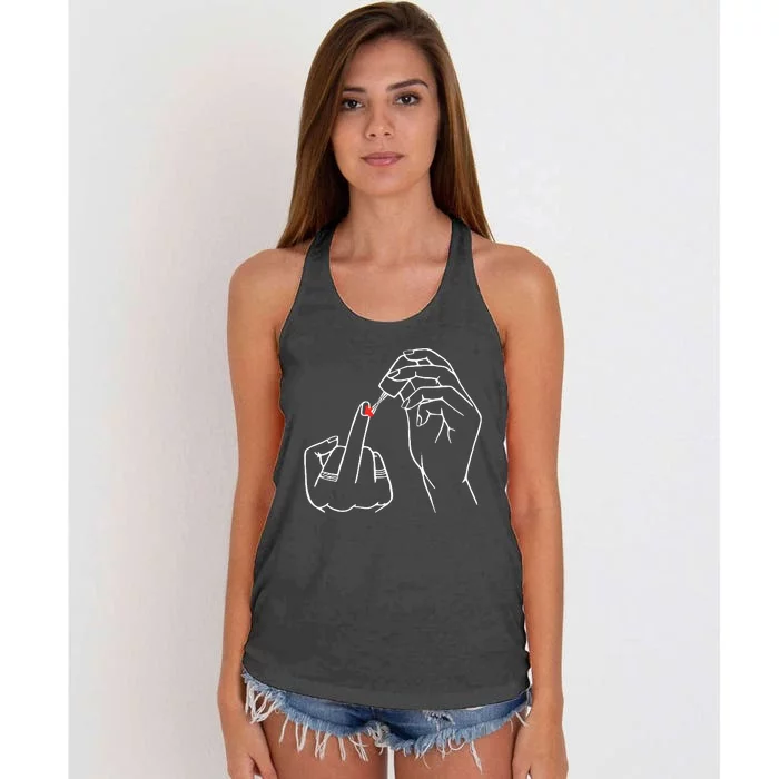 Middle Finger Red Nail Polish Women's Knotted Racerback Tank