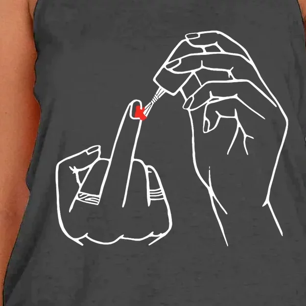 Middle Finger Red Nail Polish Women's Knotted Racerback Tank