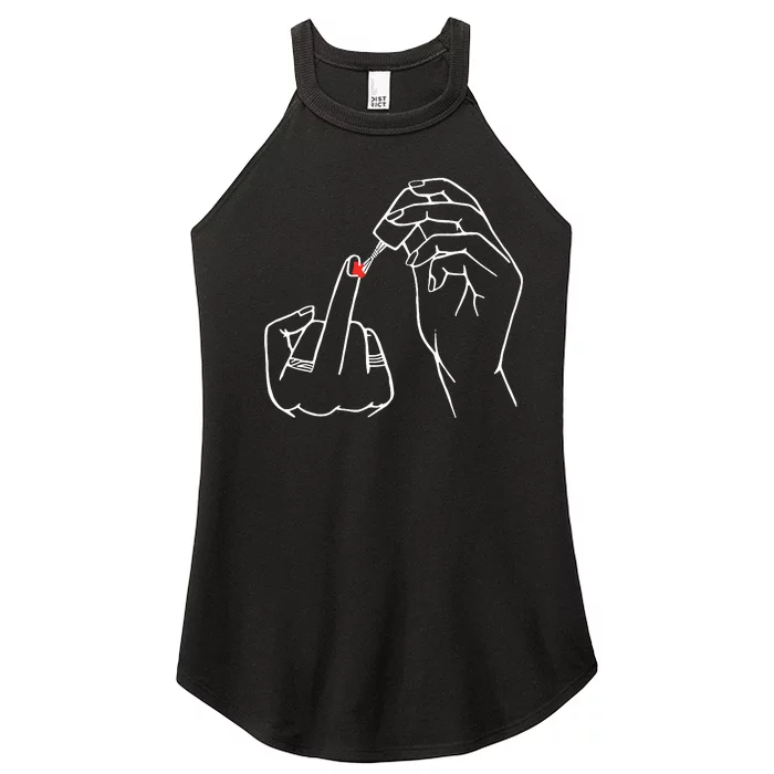 Middle Finger Red Nail Polish Women’s Perfect Tri Rocker Tank