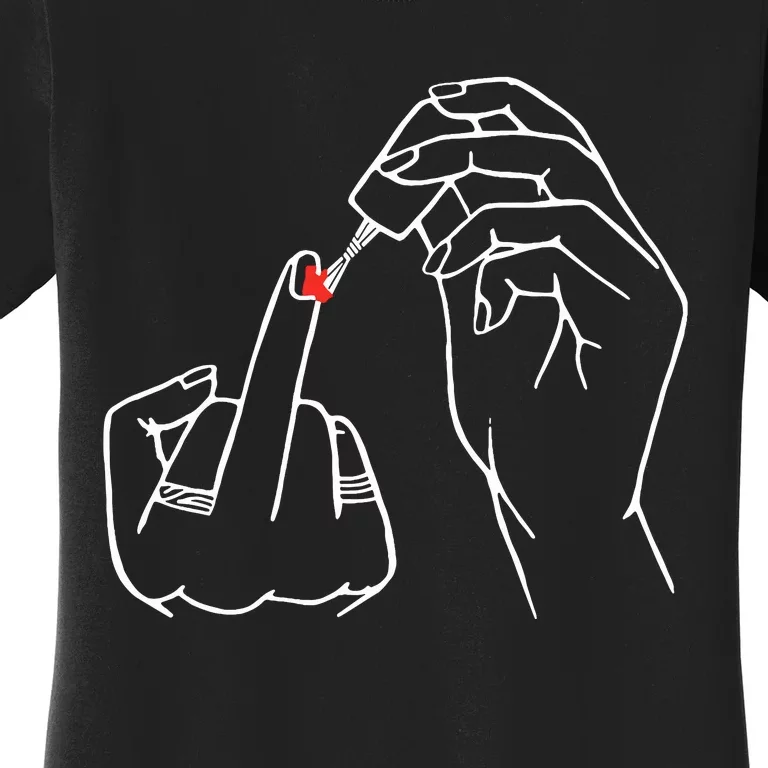 Middle Finger Red Nail Polish Women's T-Shirt