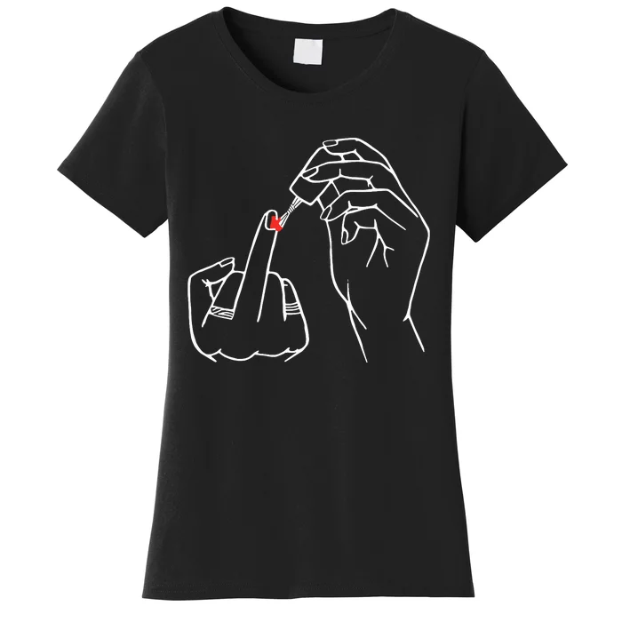 Middle Finger Red Nail Polish Women's T-Shirt