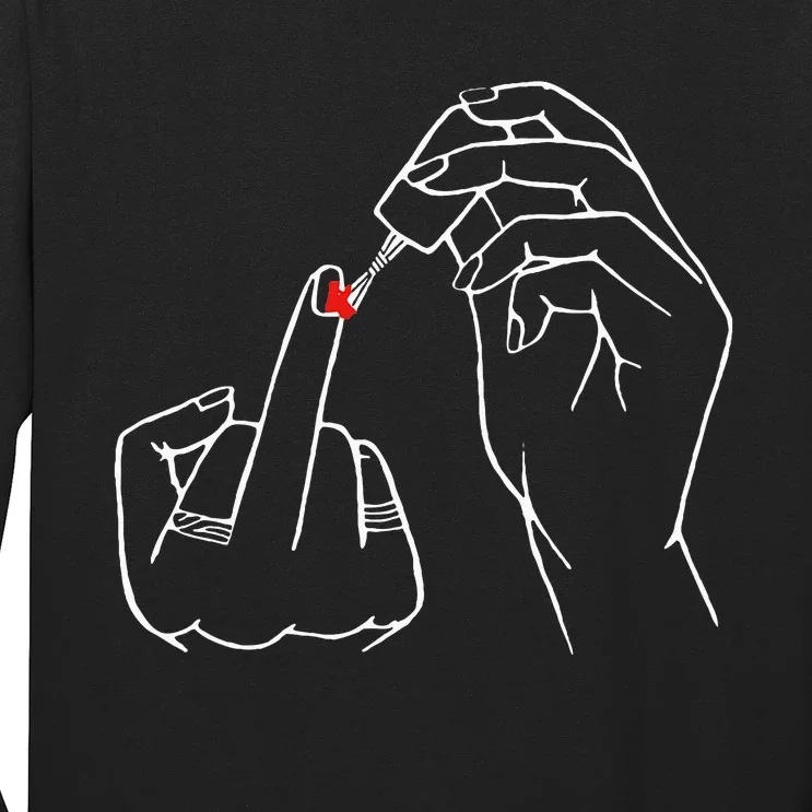 Middle Finger Red Nail Polish Long Sleeve Shirt