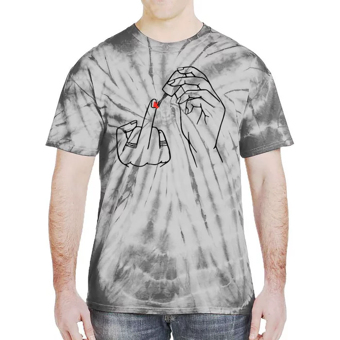 Middle Finger Red Nail Polish Tie-Dye T-Shirt