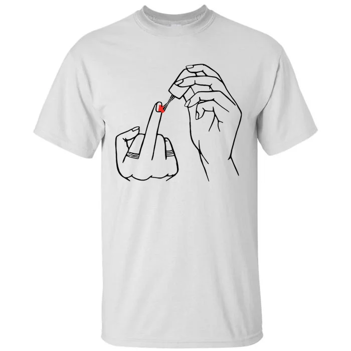 Middle Finger Red Nail Polish Tall T-Shirt