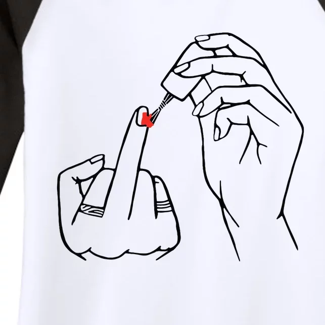 Middle Finger Red Nail Polish Women's Tri-Blend 3/4-Sleeve Raglan Shirt