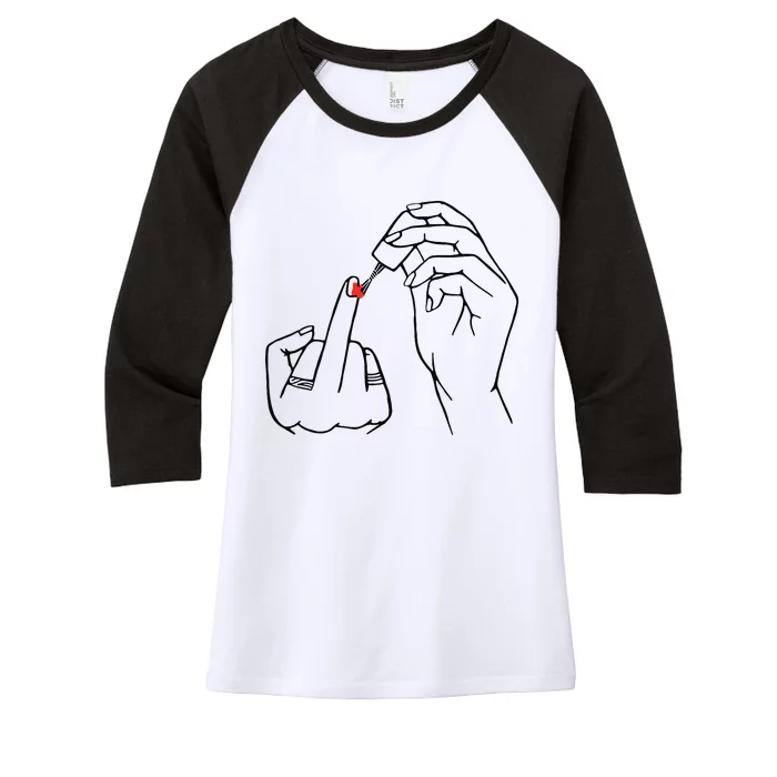 Middle Finger Red Nail Polish Women's Tri-Blend 3/4-Sleeve Raglan Shirt