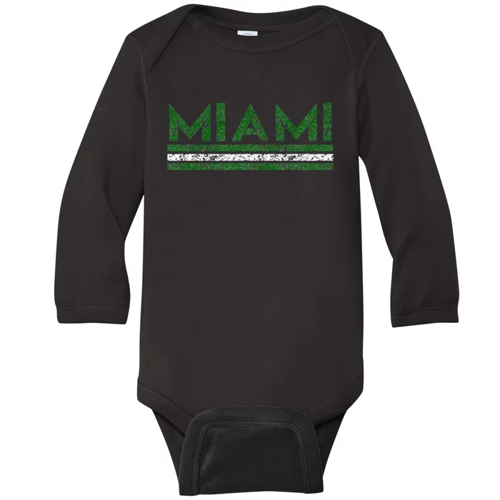 Miami Florida Retro Vintage Weathered Baby Long Sleeve Bodysuit