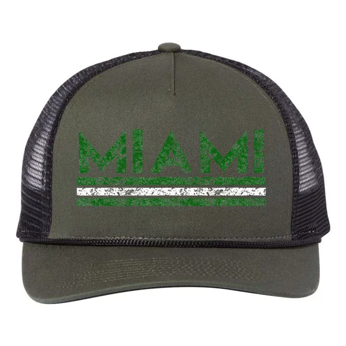 Miami Florida Retro Vintage Weathered Retro Rope Trucker Hat Cap