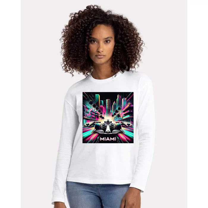 Miami Formula Racing Circuits Sport Womens Cotton Relaxed Long Sleeve T-Shirt