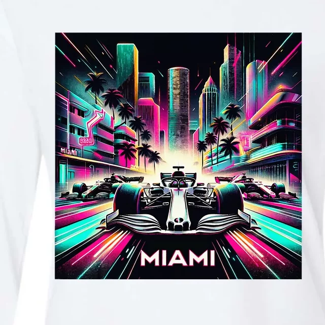 Miami Formula Racing Circuits Sport Womens Cotton Relaxed Long Sleeve T-Shirt