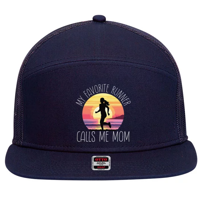 My Favorite Runner Calls Me Mom 7 Panel Mesh Trucker Snapback Hat