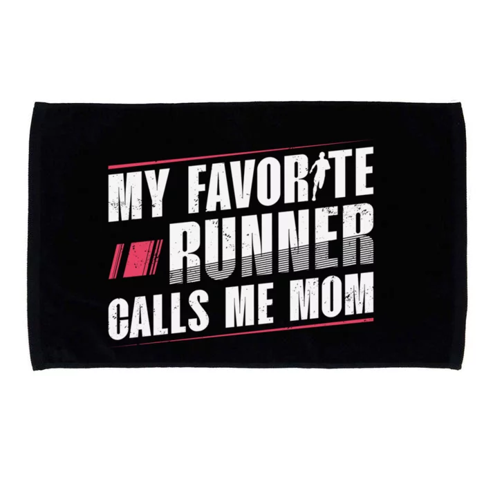 My Favorite Runner Calls Me Mom Runner Marathon Funny Gift Microfiber Hand Towel