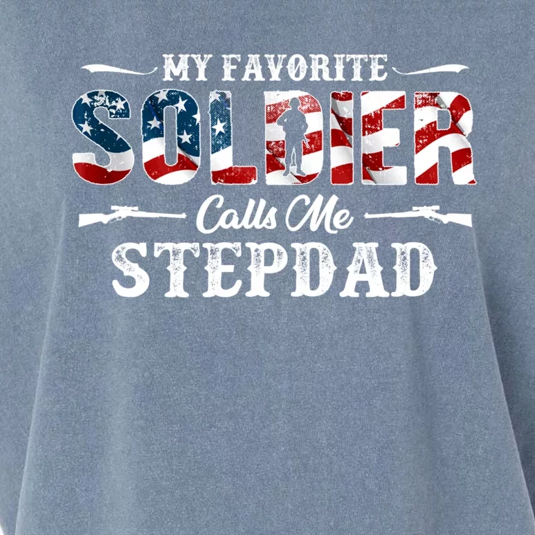 My Favorite Soldier Calls Me Stepdad Gift Fathers Day Gift Garment-Dyed Women's Muscle Tee