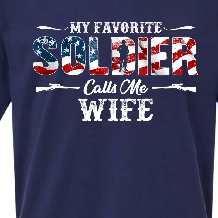 My Favorite Soldier Calls Me Wife Gift Fathers Day Cute Gift Sueded Cloud Jersey T-Shirt