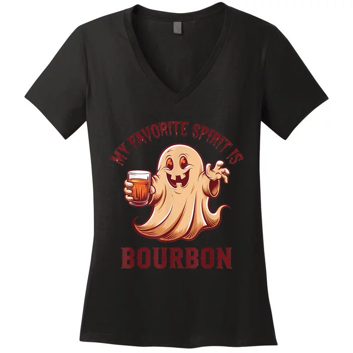 My Favorite Spirit Is Bourbon | Bourbon Lover Gifts Women's V-Neck T-Shirt