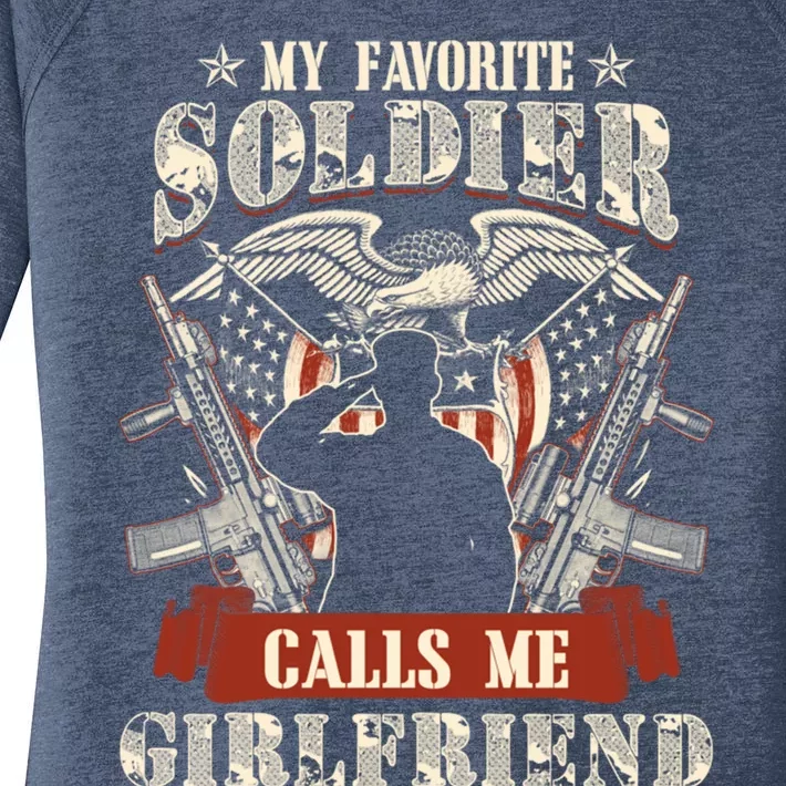 My Favorite Soldier Calls Me Friend Proud Army Family Meaningful Gift Women's Perfect Tri Tunic Long Sleeve Shirt