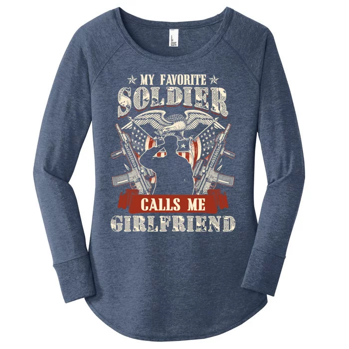 My Favorite Soldier Calls Me Friend Proud Army Family Meaningful Gift Women's Perfect Tri Tunic Long Sleeve Shirt