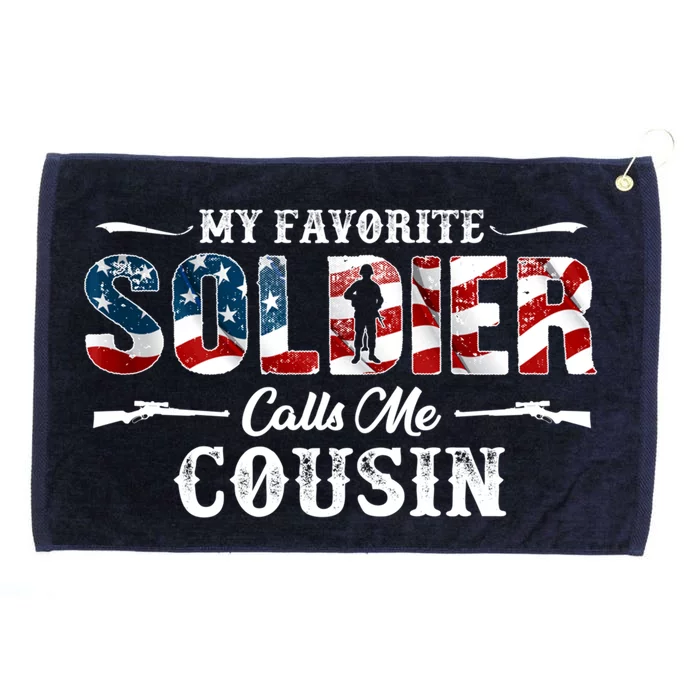 My Favorite Soldier Calls Me Cousin Gift Fathers Day Gift Grommeted Golf Towel