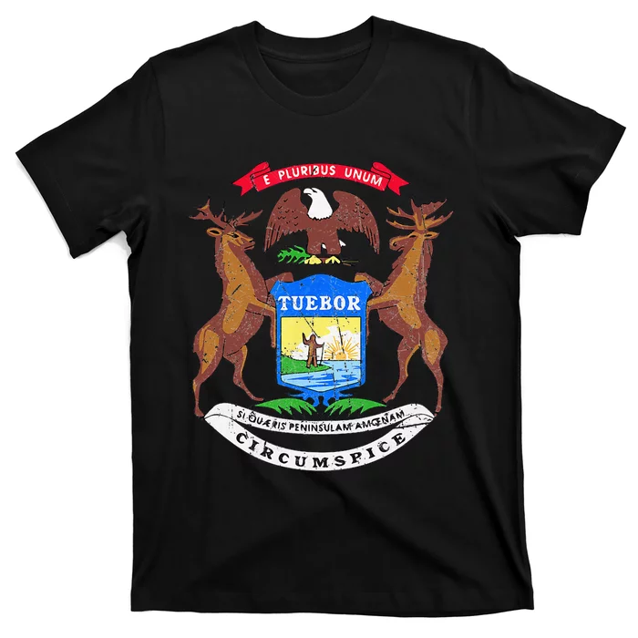 Michigan Flag State Vintage Style T-Shirt