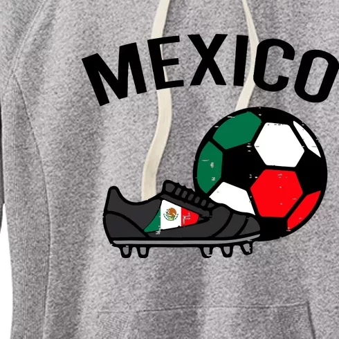 Mexico Flag Soccer Ball Shoes Football Fan Women's Fleece Hoodie