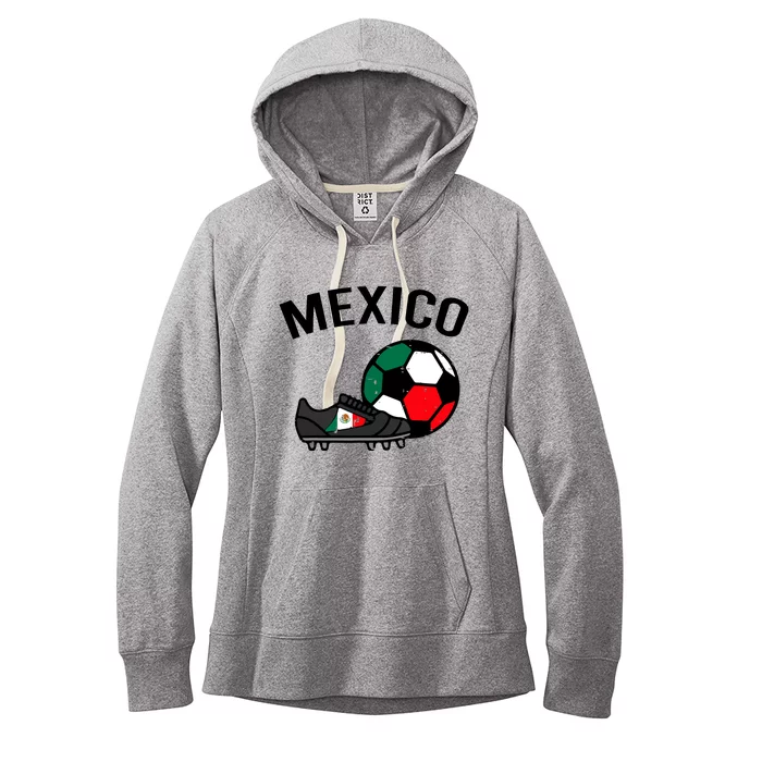 Mexico Flag Soccer Ball Shoes Football Fan Women's Fleece Hoodie