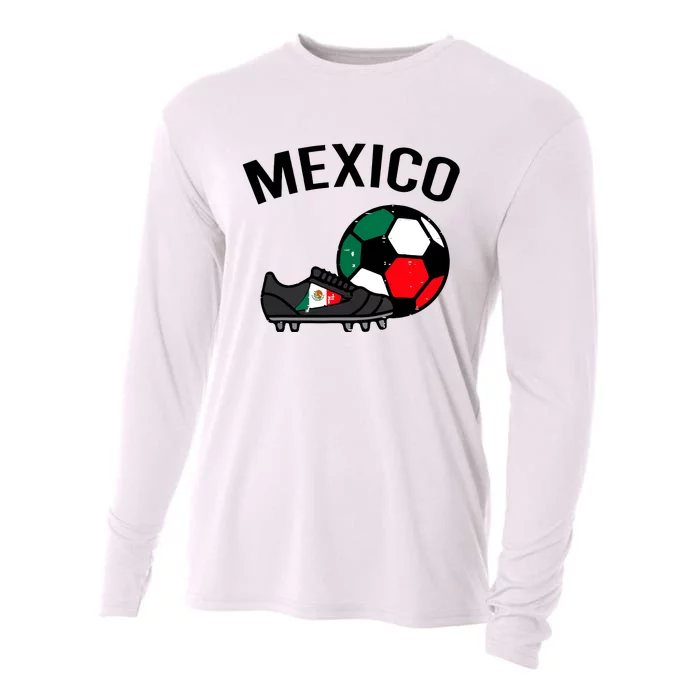 Mexico Flag Soccer Ball Shoes Football Fan Cooling Performance Long Sleeve Crew