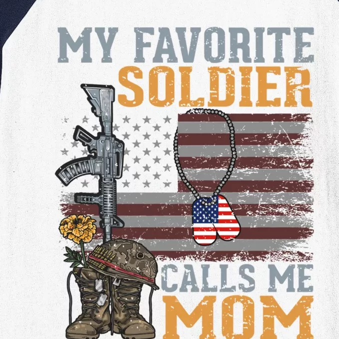 My Favorite Soldier Calls Me Mom Proud Mother Son Love Mom Funny Gift Baseball Sleeve Shirt