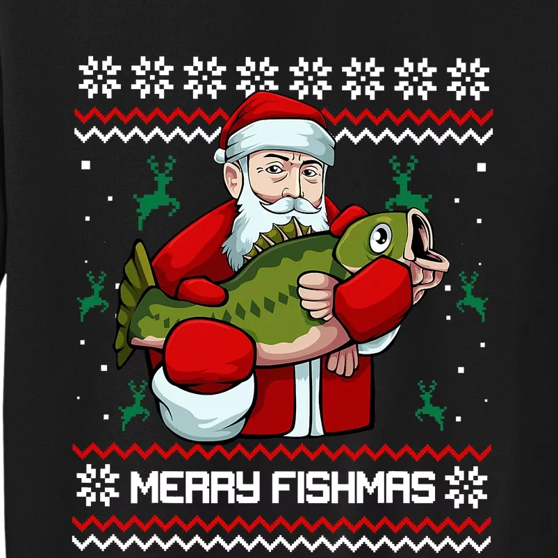 Merry Fishmas Santa Fishing Lover Christmas Holiday Ugly Sweater Sweatshirt