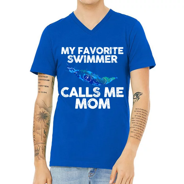 My Favorite Swimmer Calls Me Mom Gift V-Neck T-Shirt