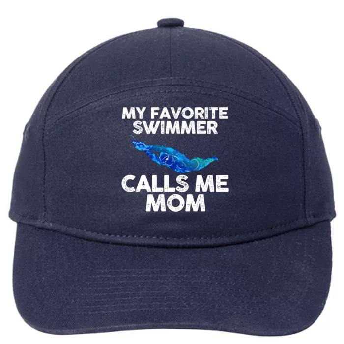 My Favorite Swimmer Calls Me Mom Gift 7-Panel Snapback Hat