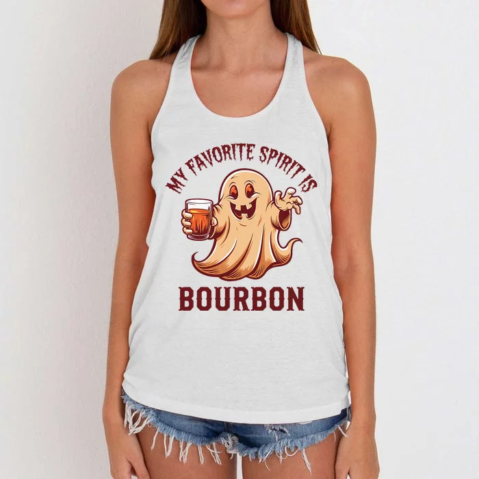 My Favorite Spirit Is Bourbon Bourbon Lover Gifts Women's Knotted Racerback Tank