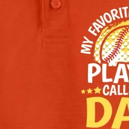 My Favorite Softball Player Calls Me Dad Funny Softball Dad Gift Dry Zone Grid Performance Polo