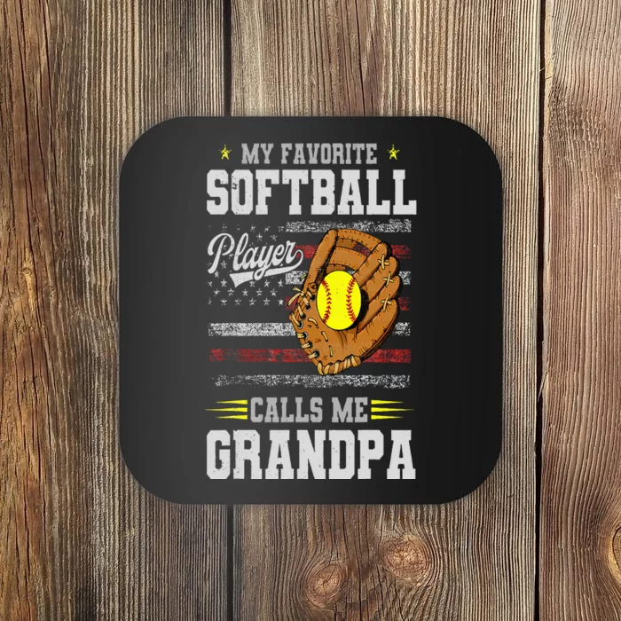 My Favorite Softball Player Calls Me Grandpa Father’S Day Coaster