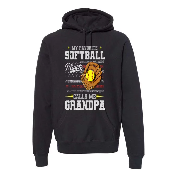 My Favorite Softball Player Calls Me Grandpa Father’S Day Premium Hoodie