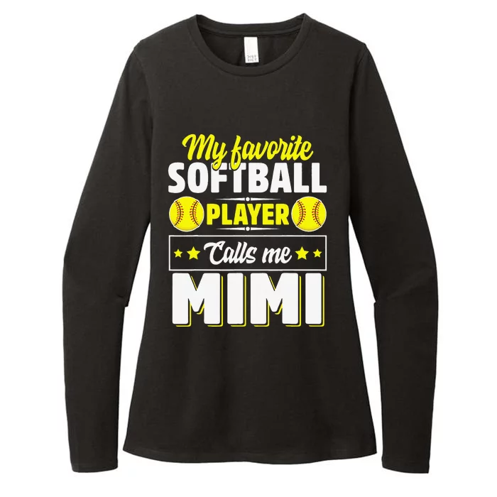 My Favorite Softball Player Calls Me Mimi Mother's Day Womens CVC Long Sleeve Shirt