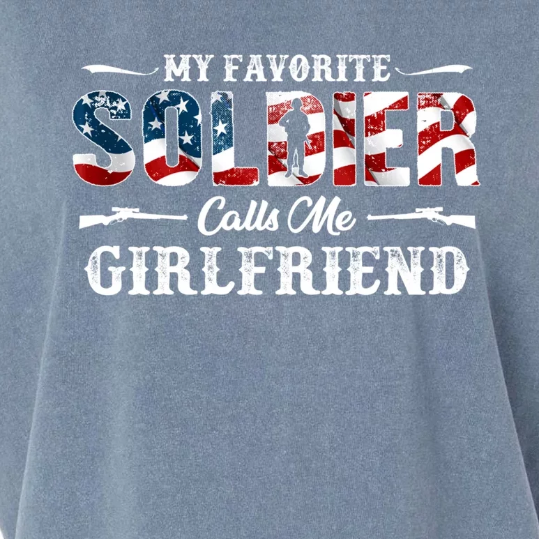 My Favorite Soldier Calls Me Girlfriend Gift Fathers Day Gift Garment-Dyed Women's Muscle Tee