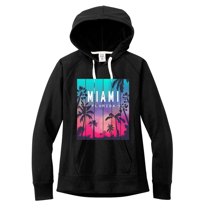 Miami Florida Sunset I Love Miami Beach Souvenir Women's Fleece Hoodie