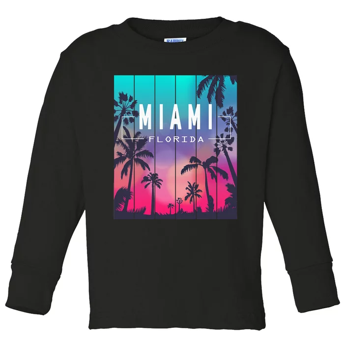 Miami Florida Sunset I Love Miami Beach Souvenir Toddler Long Sleeve Shirt