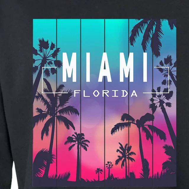 Miami Florida Sunset I Love Miami Beach Souvenir Cropped Pullover Crew