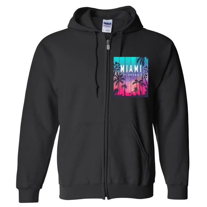 Miami Florida Sunset I Love Miami Beach Souvenir Full Zip Hoodie