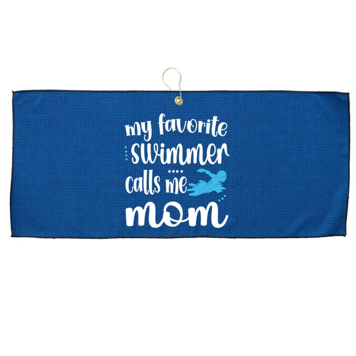 My Favorite Swimmer Calls Me Swim Mom Swimming Mama Gift Large Microfiber Waffle Golf Towel