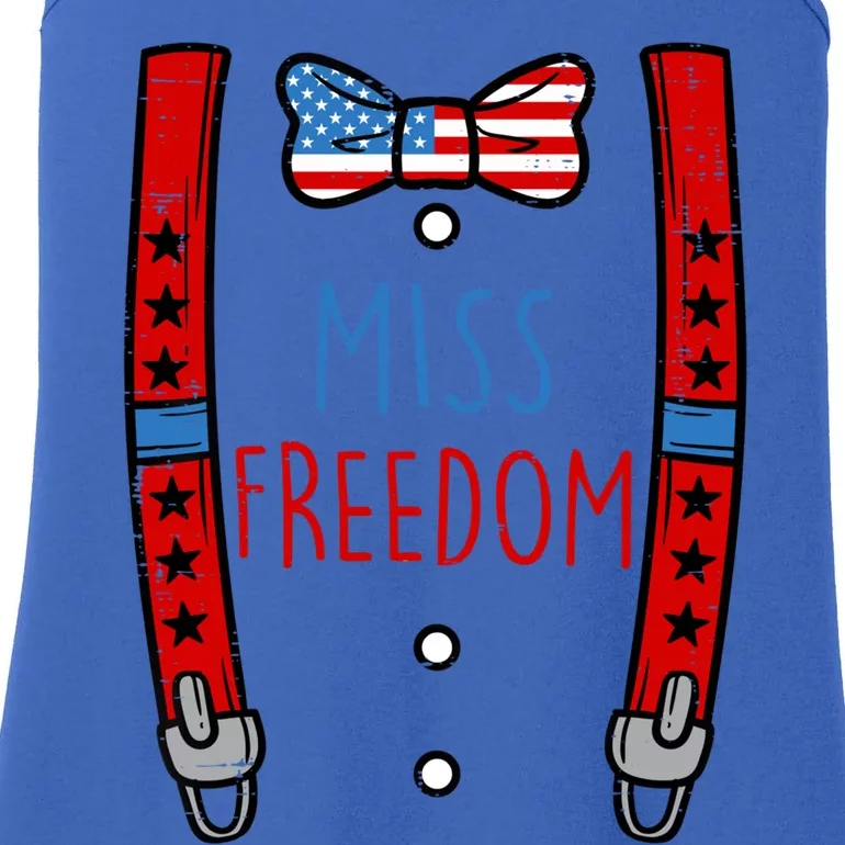 Miss Freedom Suspenders 4th Of July Gift Ladies Essential Tank