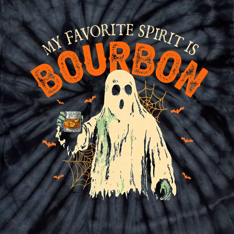 My Favorite Spirit Is Bourbon Funny Ghost Halloween Costume Tie-Dye T-Shirt