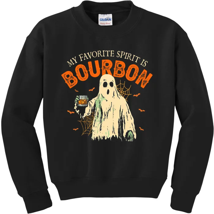 My Favorite Spirit Is Bourbon Funny Ghost Halloween Costume Kids Sweatshirt