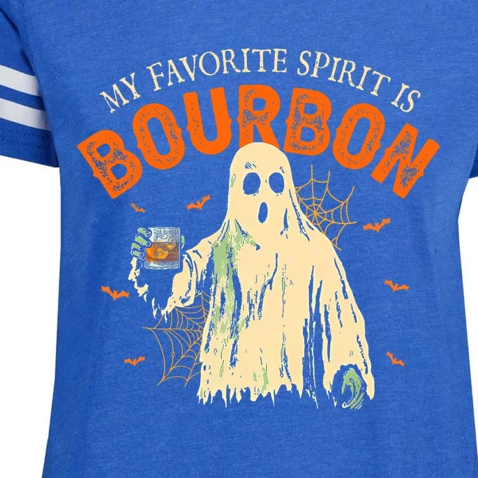 My Favorite Spirit Is Bourbon Funny Ghost Halloween Costume Enza Ladies Jersey Football T-Shirt