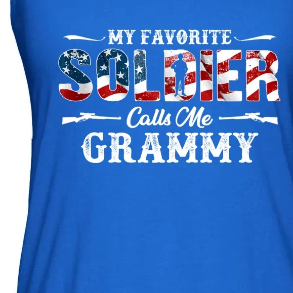 My Favorite Soldier Calls Me Grammy Gift Fathers Day Gift Ladies Essential Flowy Tank