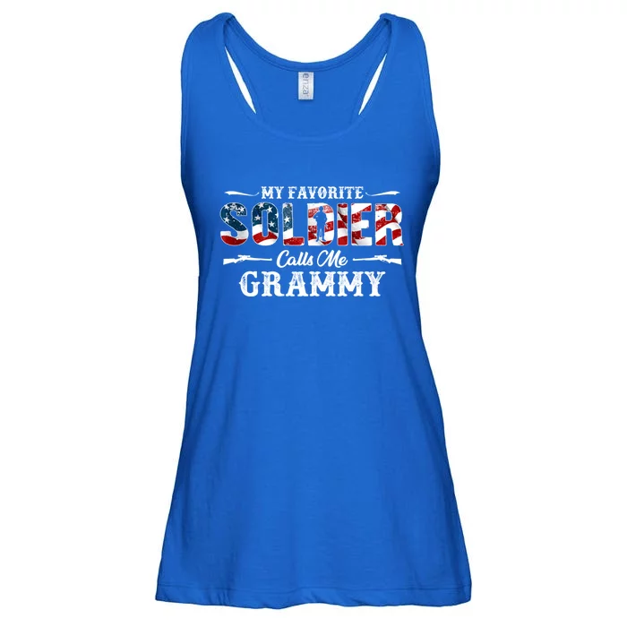 My Favorite Soldier Calls Me Grammy Gift Fathers Day Gift Ladies Essential Flowy Tank