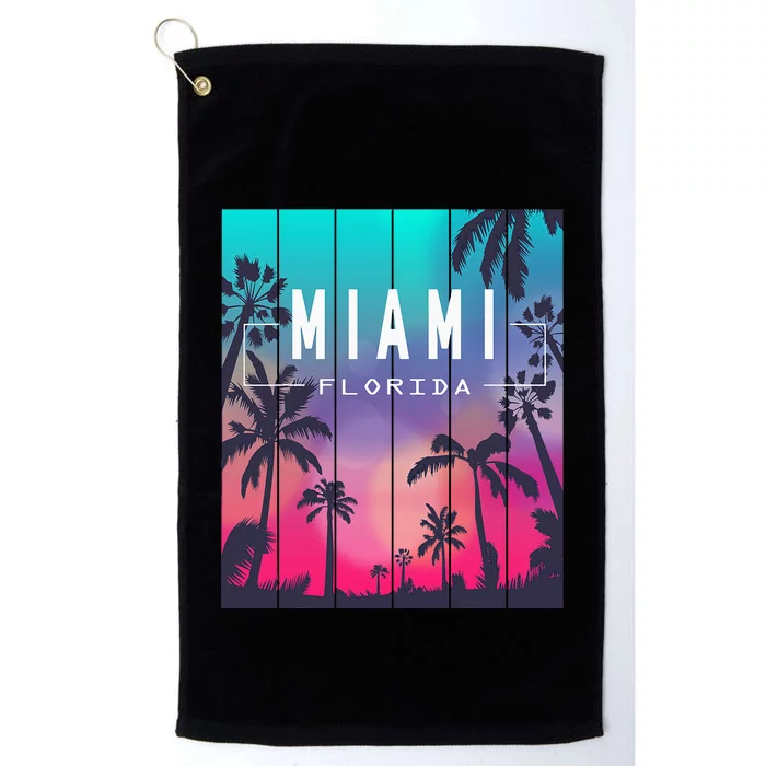 Miami Florida Sunset I Love Miami Beach Souvenir Platinum Collection Golf Towel