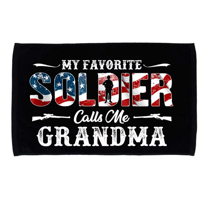 My Favorite Soldier Calls Me Grandma Gift Fathers Day Gift Microfiber Hand Towel