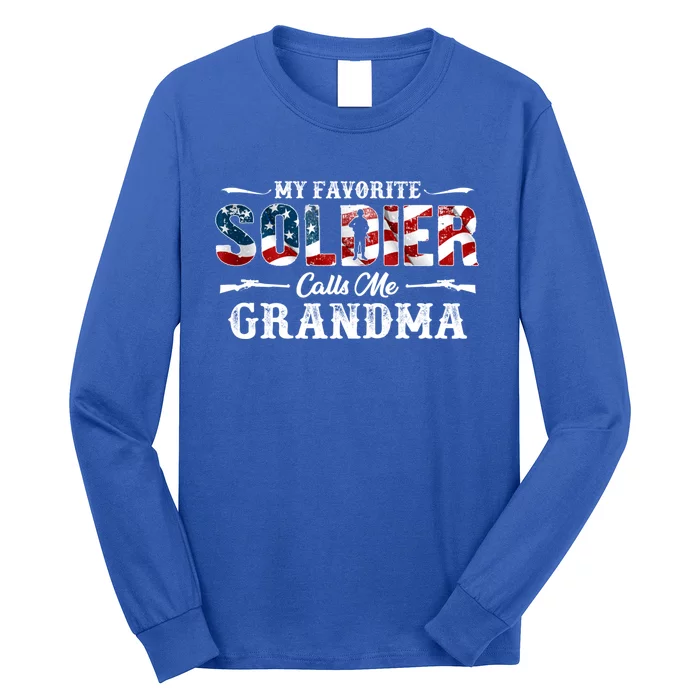 My Favorite Soldier Calls Me Grandma Gift Fathers Day Gift Long Sleeve Shirt